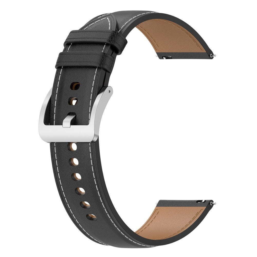 Smartwatch Læder Rem m. Spænde (22mm) - Sort