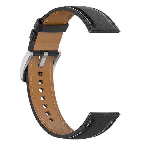 Smartwatch Læder Rem m. Spænde (22mm) - Sort
