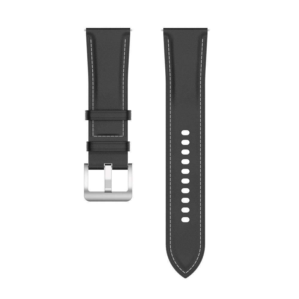 Smartwatch Læder Rem m. Spænde (22mm) - Sort