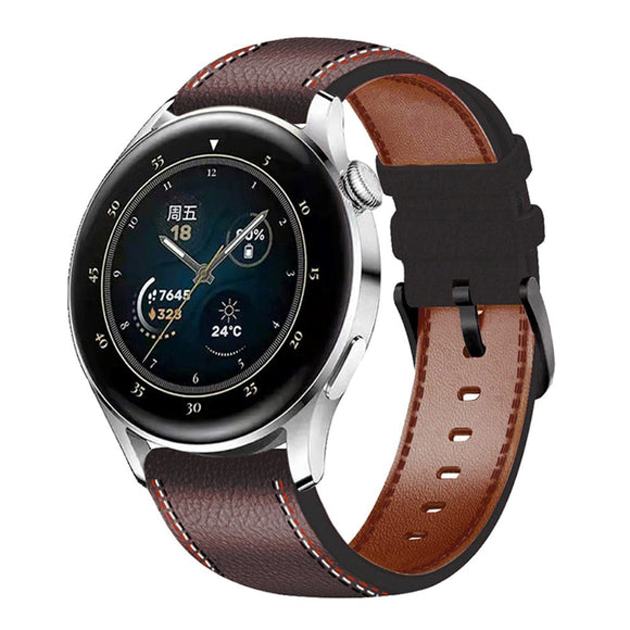 Smartwatch Imiteret Læder Rem (22mm) - Mørkebrun