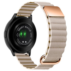 Universal Smartwatch Rem 20mm Magnetisk Litchi Læder - Beige / Rose Gold