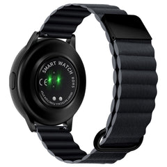 Universal Smartwatch Rem 20mm Magnetisk Litchi Læder - Grå / Sort