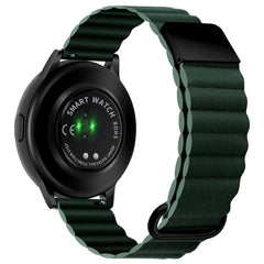 Universal Smartwatch Rem 20mm Magnetisk Litchi Læder - Grøn / Sort