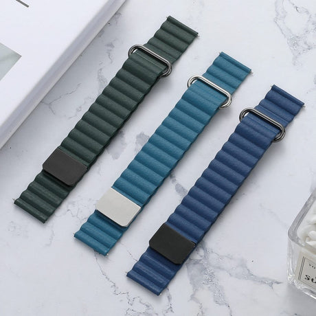 Universal Smartwatch Rem 20mm Magnetisk Litchi Læder - Sort