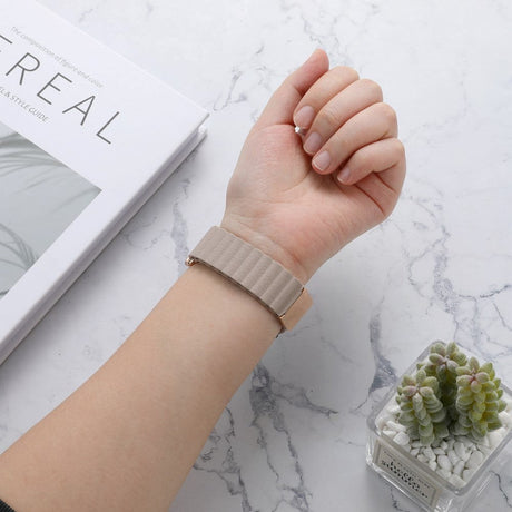 Universal Smartwatch Rem 20mm Magnetisk Litchi Læder - Lilla / Rose Gold