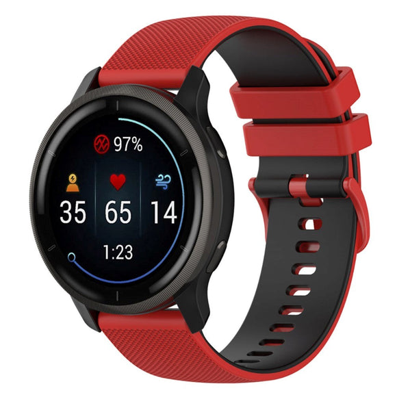 Universal Smartwatch Silikone Rem (22mm) Gitter - Rød / Sort
