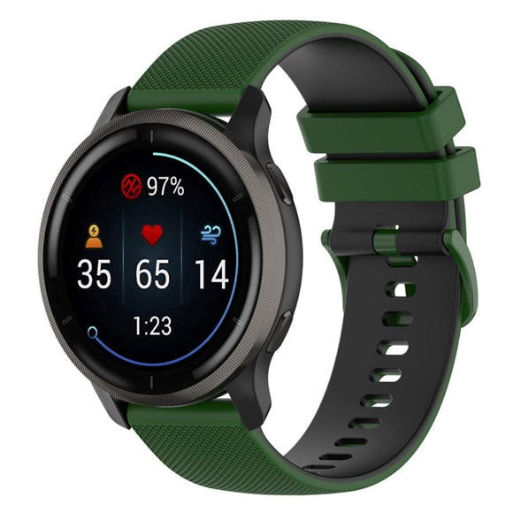 Universal Smartwatch Silikone Rem (22mm) Gitter - Grøn / Sort