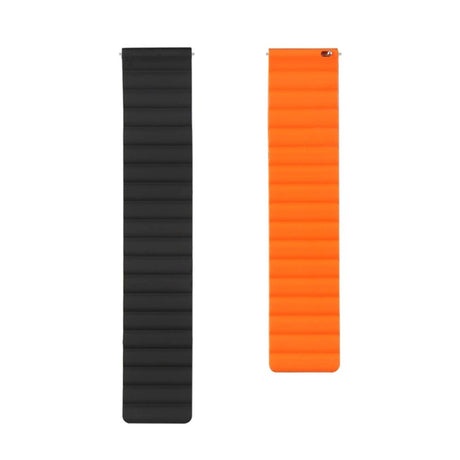 Universal Smartwatch Vendbar Rem 22mm Magnetisk Silikone - Sort / Orange