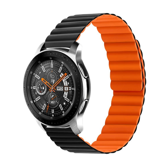 Universal Smartwatch Vendbar Rem 22mm Magnetisk Silikone - Sort / Orange