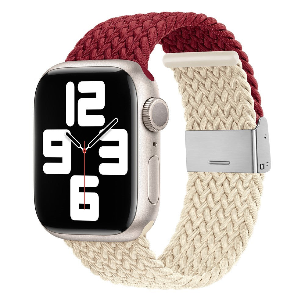 Apple Watch (38/40/SE/41/42mm) Tofarvet Nylon Rem - Rød / Beige