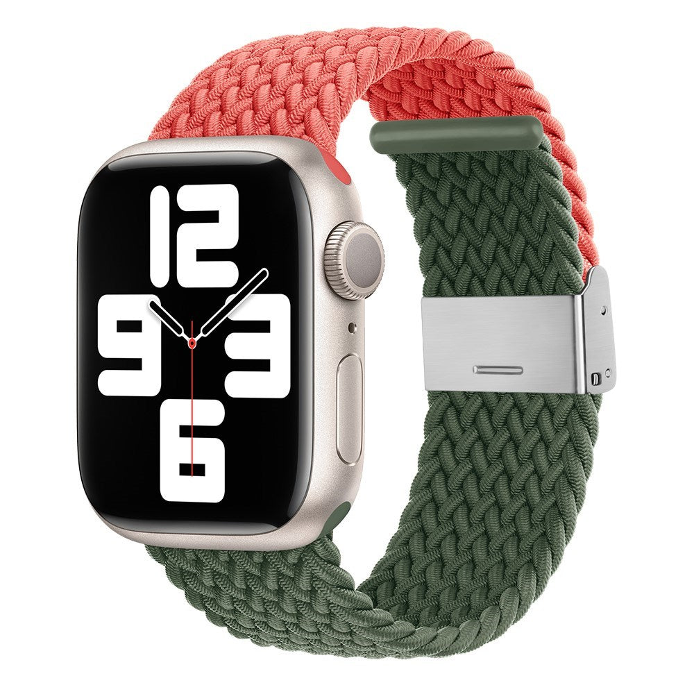 Apple Watch (38/40/SE/41/42mm) Tofarvet Nylon Rem - Orange / Grøn
