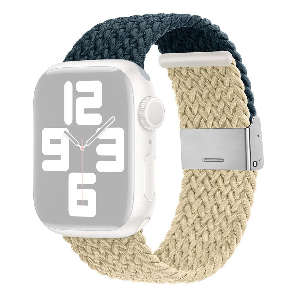 Apple Watch (38/40/SE/41/42mm) Tofarvet Nylon Rem - Mørkeblå / Beige