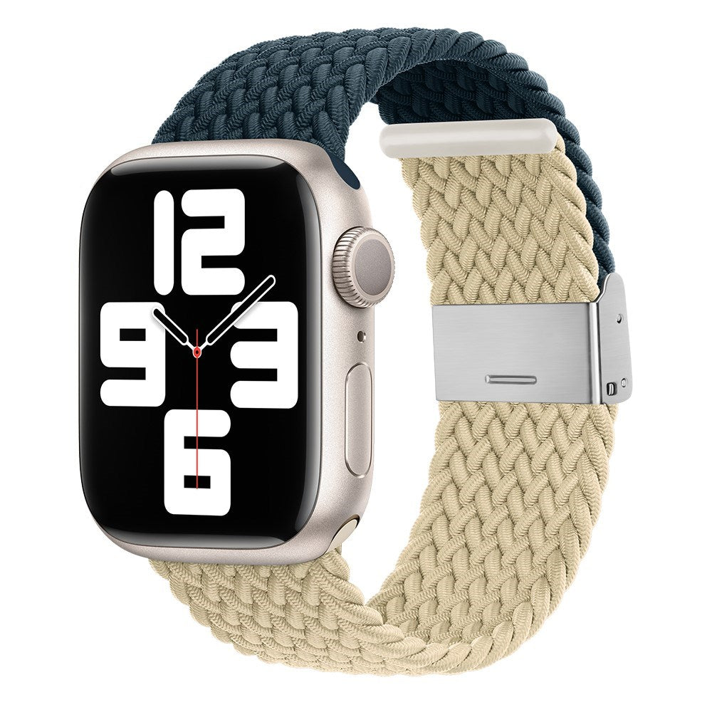Apple Watch (38/40/SE/41/42mm) Tofarvet Nylon Rem - Mørkeblå / Beige