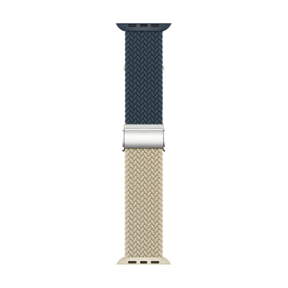 Apple Watch (38/40/SE/41/42mm) Tofarvet Nylon Rem - Mørkeblå / Beige