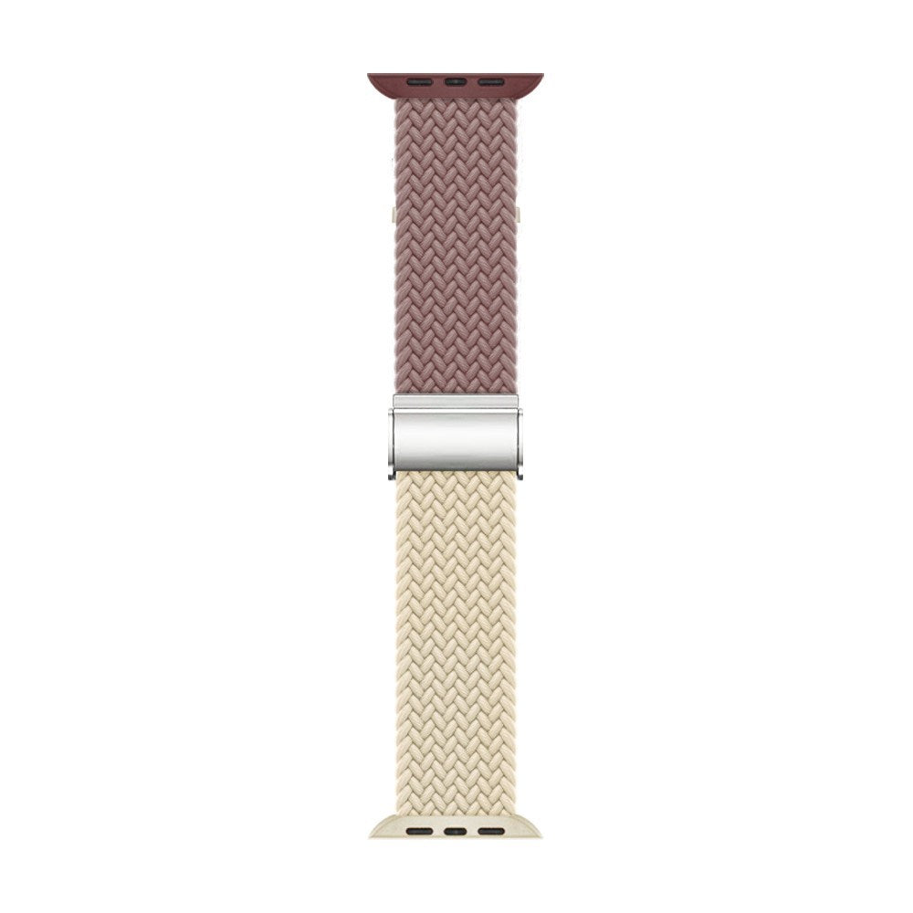 Apple Watch (38/40/SE/41/42mm) Tofarvet Nylon Rem - Lilla / Beige