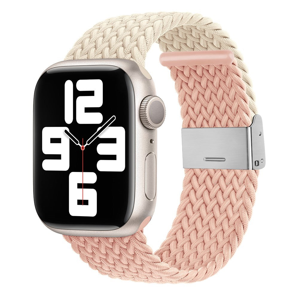 Apple Watch (38/40/SE/41/42mm) Tofarvet Nylon Rem - Beige / Lyserød