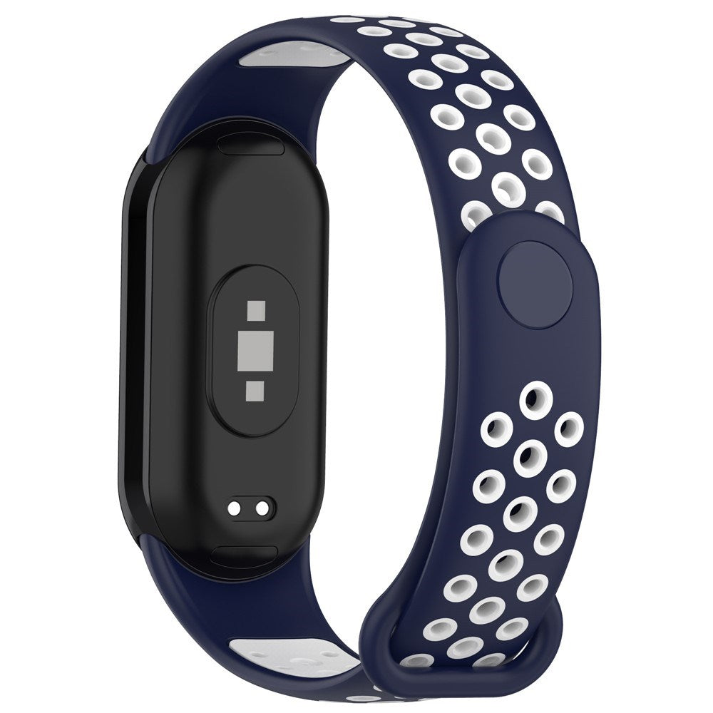 Xiaomi Smart Band 10 / 9 / 8 / NFC Silikonerem - Mørkeblå / Hvid