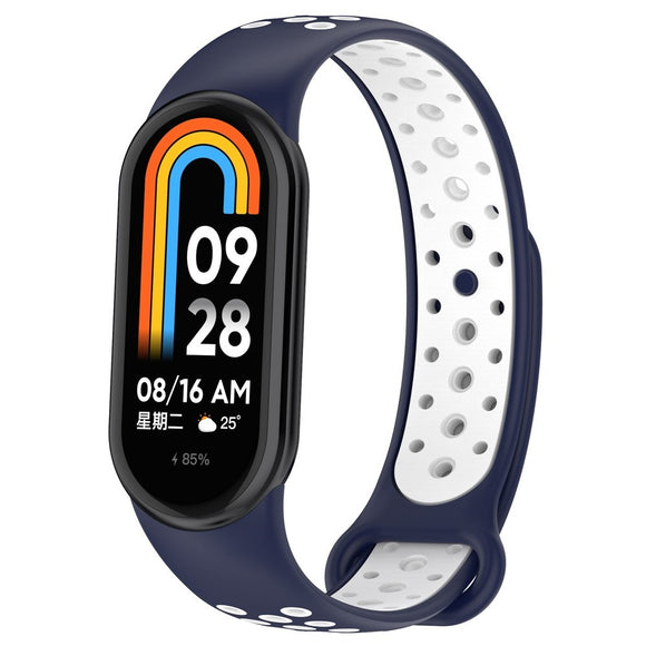 Xiaomi Smart Band 10 / 9 / 8 / NFC Silikonerem - Mørkeblå / Hvid