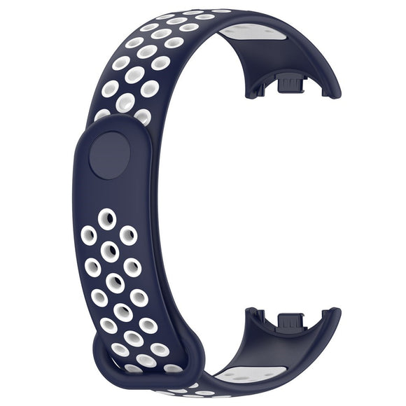 Xiaomi Smart Band 10 / 9 / 8 / NFC Silikonerem - Mørkeblå / Hvid