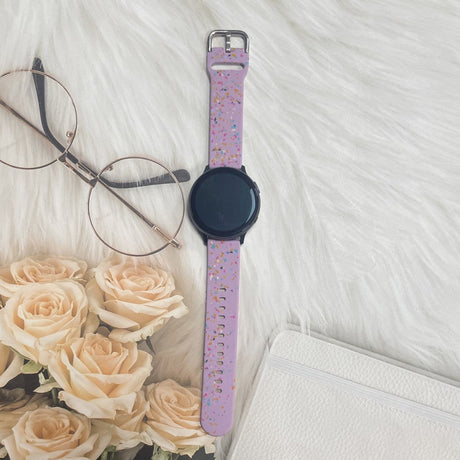 Universal Smartwatch Silikone Rem (20mm) m. Terrazzo Mønster - Lilla