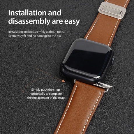 Apple Watch (38/40/SE/41/42mm) DUX DUCIS Kunstlæder Urrem - Brun