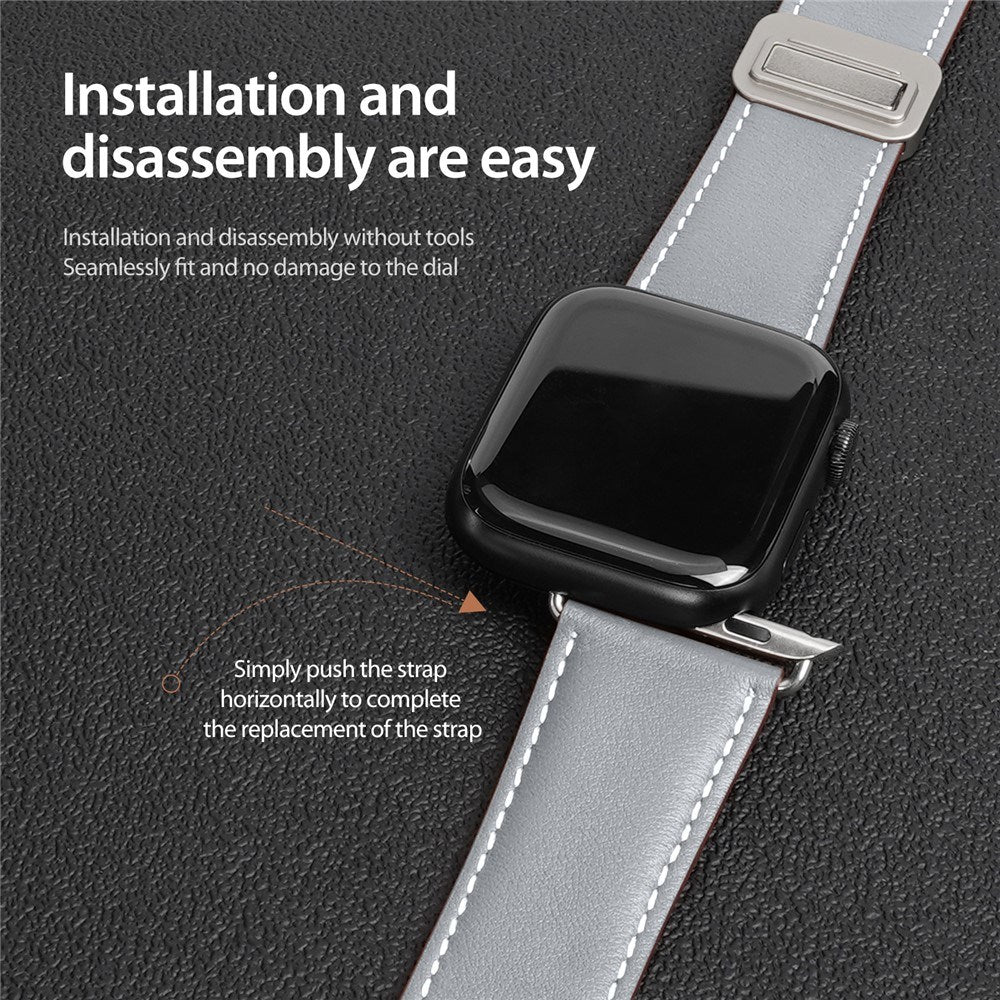 Apple Watch (38/40/SE/41/42mm) DUX DUCIS Kunstlæder Urrem - Grå