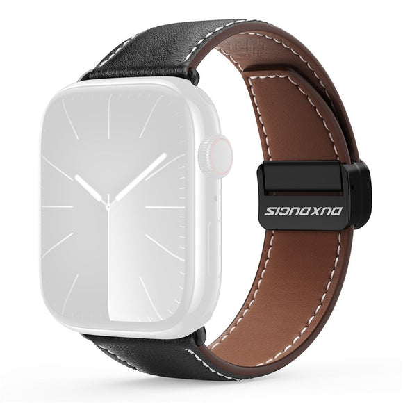 Apple Watch (42/44/SE/45/46/49mm) DUX DUCIS Kunstlæder Urrem - Sort