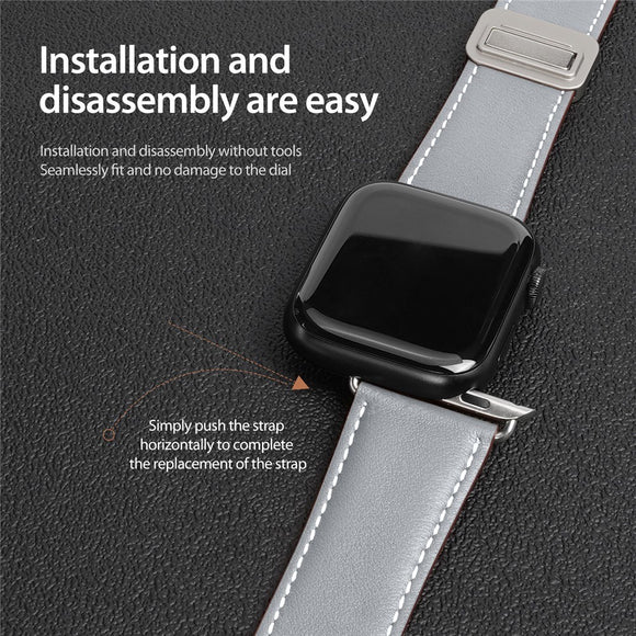 Apple Watch (42/44/SE/45/46/49mm) DUX DUCIS Kunstlæder Urrem - Grå