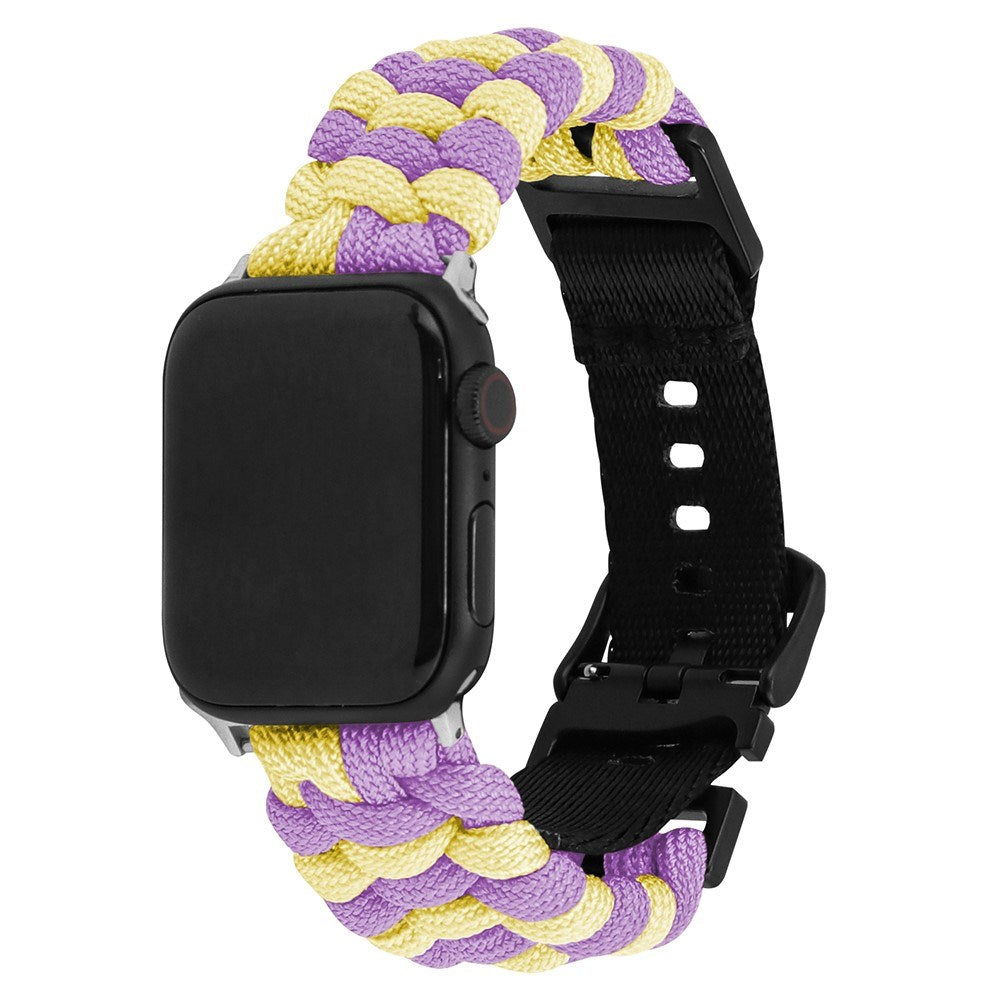 Apple Watch (38/40/SE/41/42mm) EIDERWOOD Flettet Nylon Urrem - Gul / Lilla