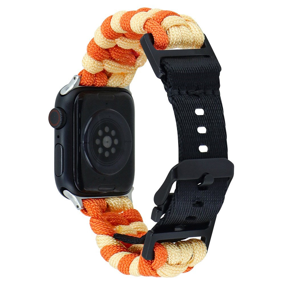 Apple Watch (38/40/SE/41/42mm) EIDERWOOD Flettet Nylon Urrem - Orange / Gul