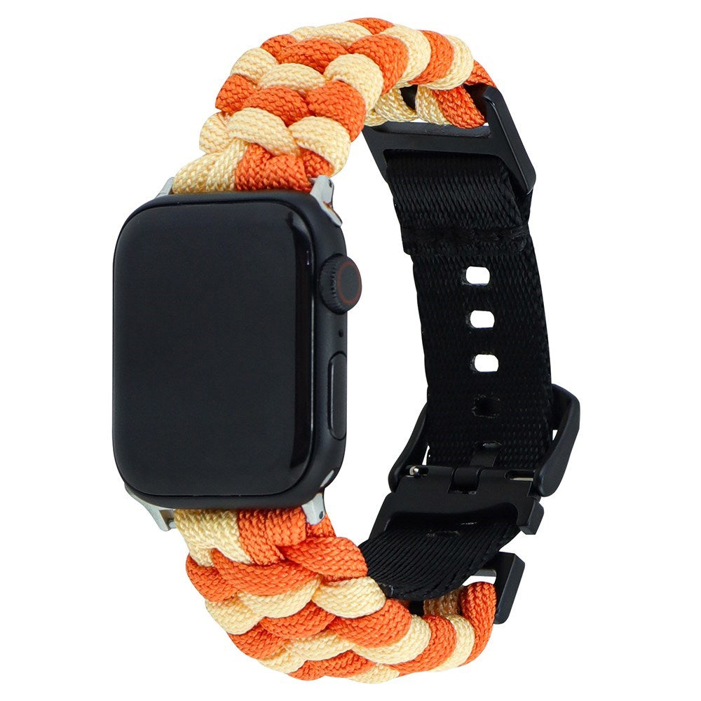 Apple Watch (38/40/SE/41/42mm) EIDERWOOD Flettet Nylon Urrem - Orange / Gul