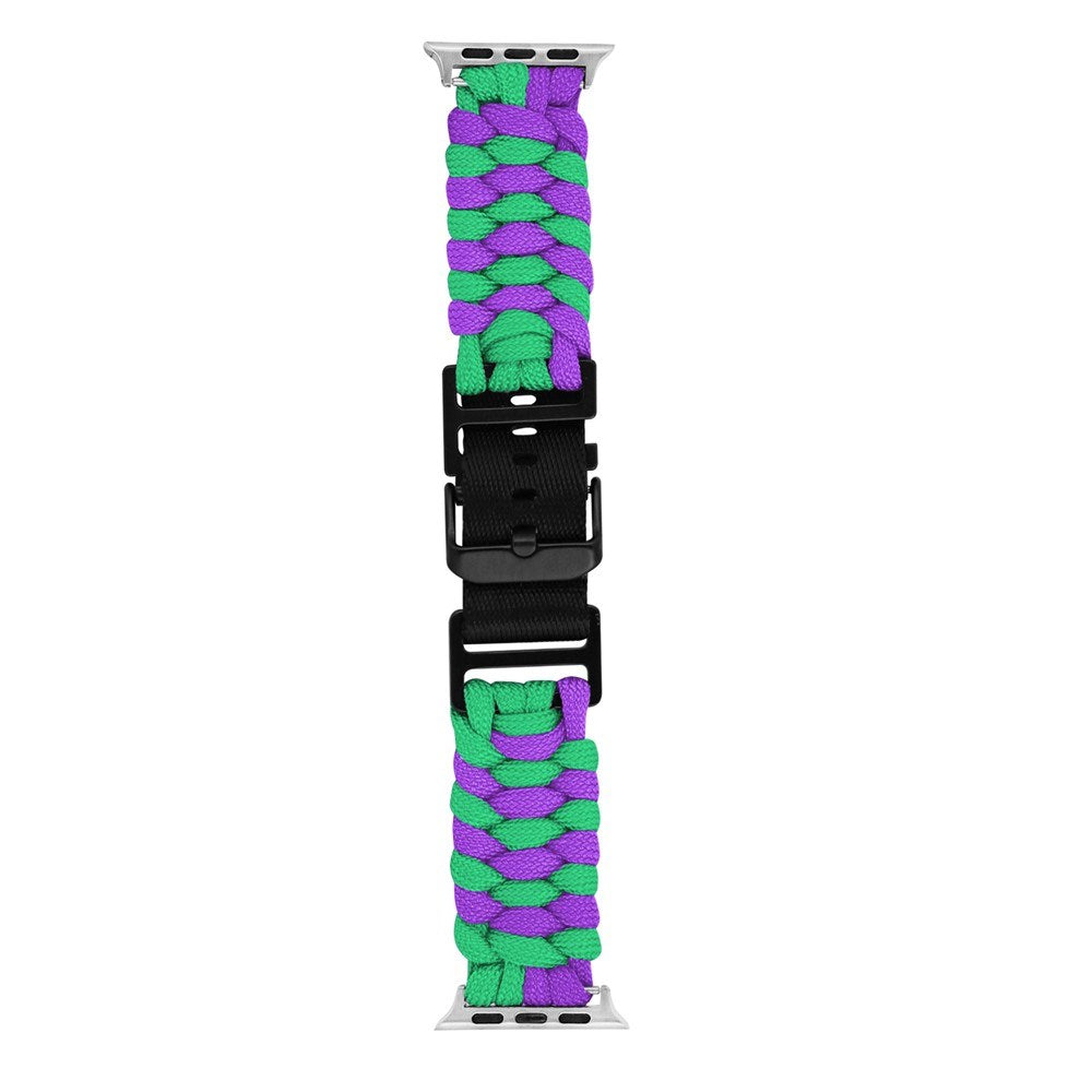 Apple Watch (38/40/SE/41/42mm) EIDERWOOD Flettet Nylon Urrem - Lilla / Grøn