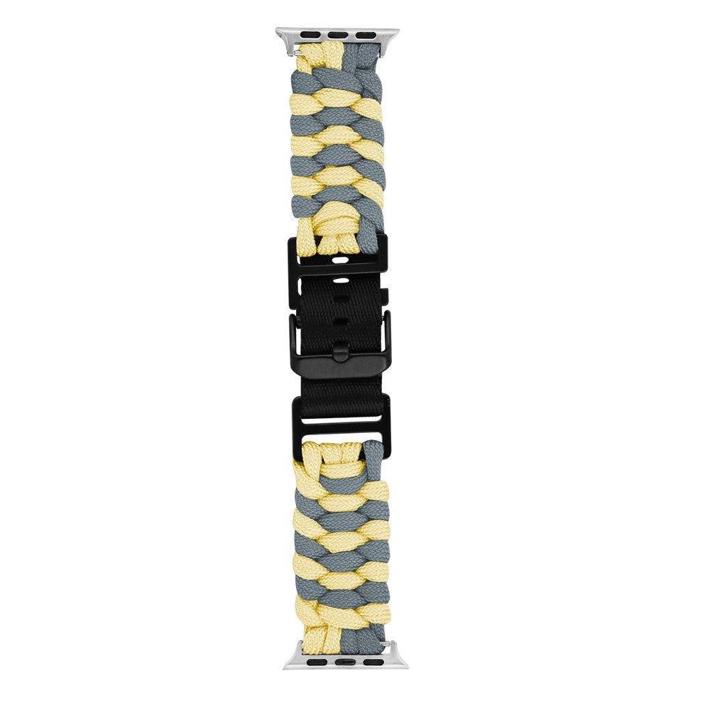 Apple Watch (42/44/SE/45/46/49mm) EIDERWOOD Flettet Nylon Urrem - Gul / Grå