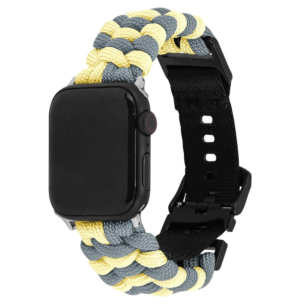 Apple Watch (42/44/SE/45/46/49mm) EIDERWOOD Flettet Nylon Urrem - Gul / Grå