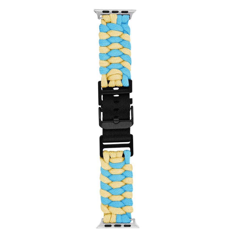 Apple Watch (42/44/SE/45/46/49mm) EIDERWOOD Flettet Nylon Urrem - Blå / Gul