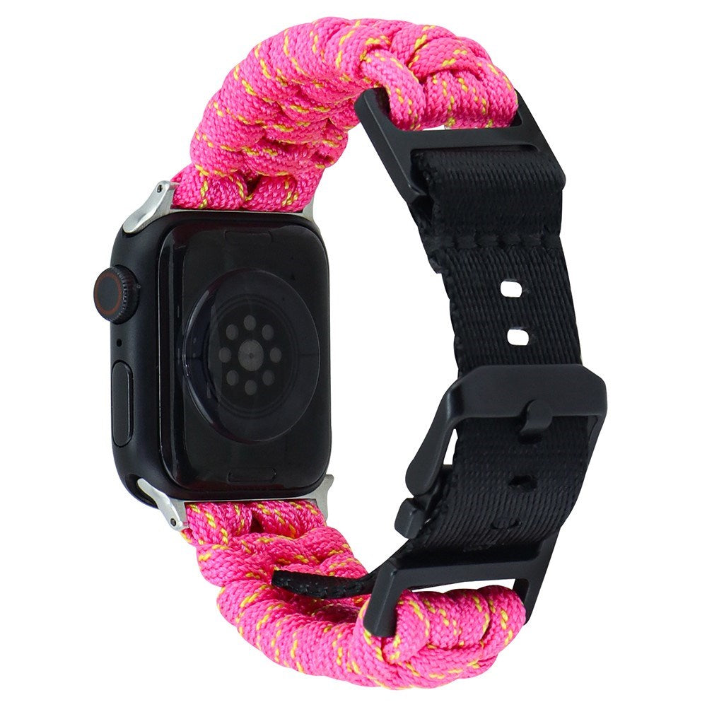 Apple Watch (42/44/SE/45/46/49mm) EIDERWOOD Flettet Nylon Urrem - Gul / Lyserød