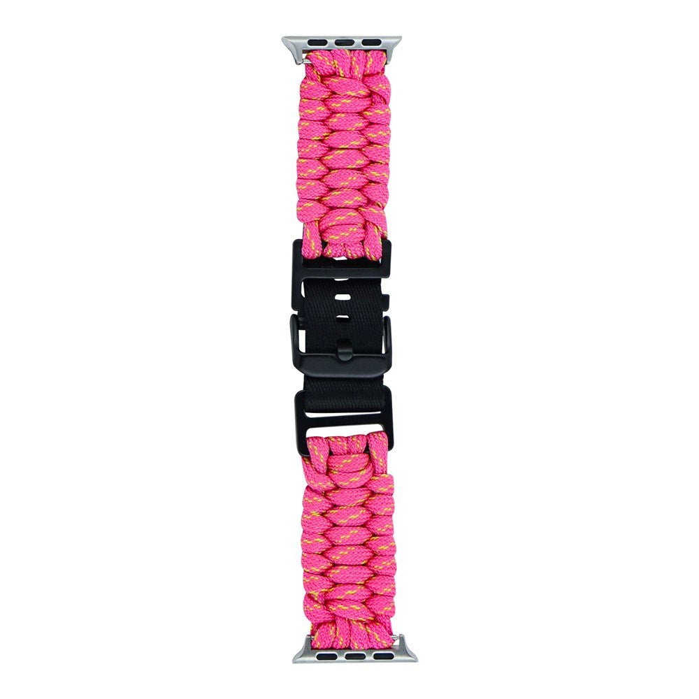 Apple Watch (42/44/SE/45/46/49mm) EIDERWOOD Flettet Nylon Urrem - Gul / Lyserød