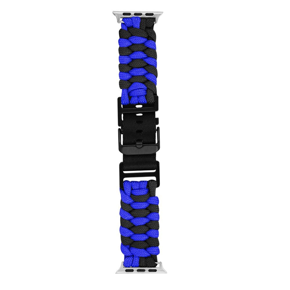 Apple Watch (42/44/SE/45/46/49mm) EIDERWOOD Flettet Nylon Urrem - Blå / Sort