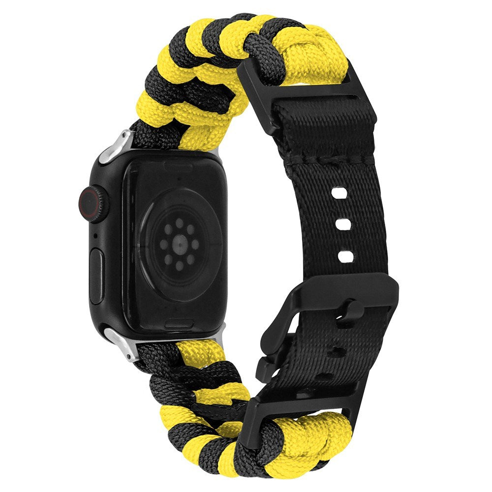 Apple Watch (42/44/SE/45/46/49mm) EIDERWOOD Flettet Nylon Urrem - Gul / Sort