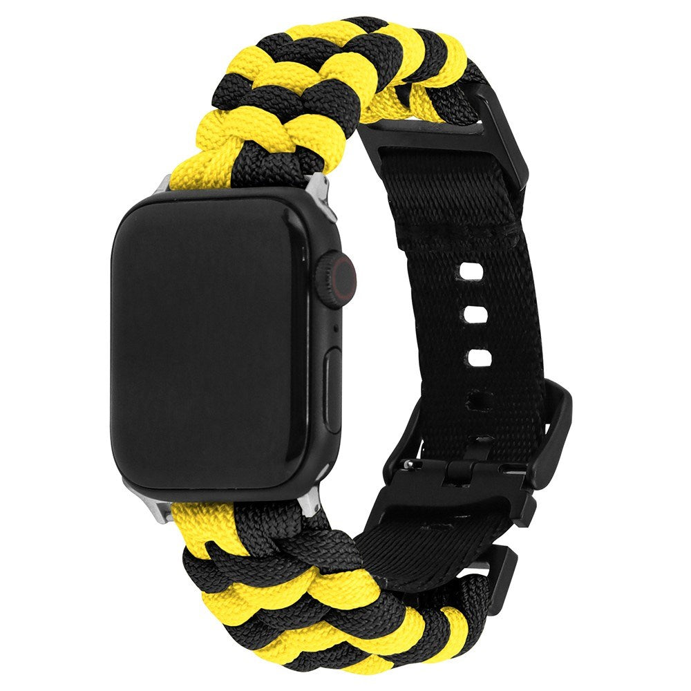 Apple Watch (42/44/SE/45/46/49mm) EIDERWOOD Flettet Nylon Urrem - Gul / Sort
