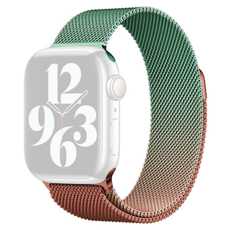 Apple Watch (38/40/SE/41/42mm) Gradient Magnetisk Stål Rem - Orange / Grøn