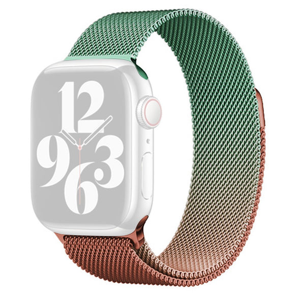 Apple Watch (38/40/SE/41/42mm) Gradient Magnetisk Stål Rem - Orange / Grøn