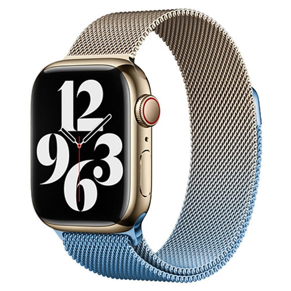Apple Watch (38/40/SE/41/42mm) Gradient Magnetisk Stål Rem - Guld / Blå