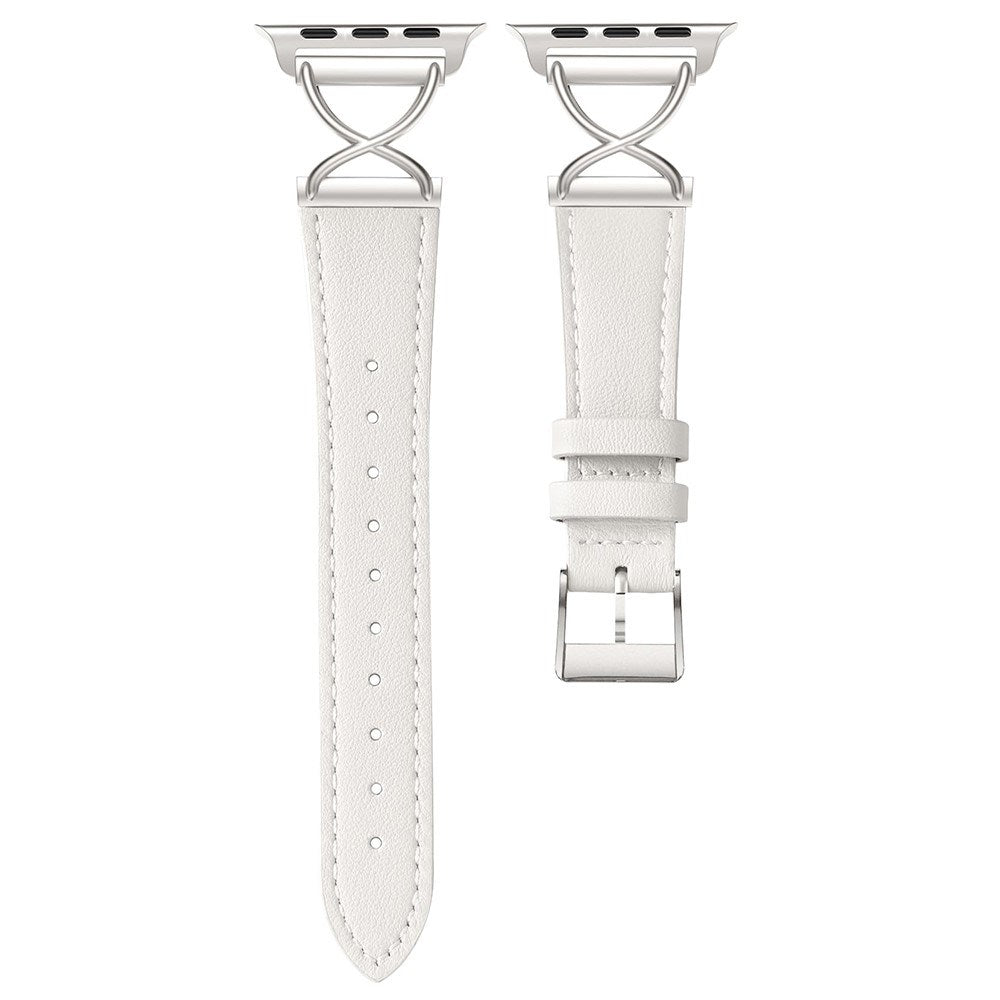 Apple Watch (38/40/SE/41/42mm) Klassisk Kunst Læder Rem - Hvid