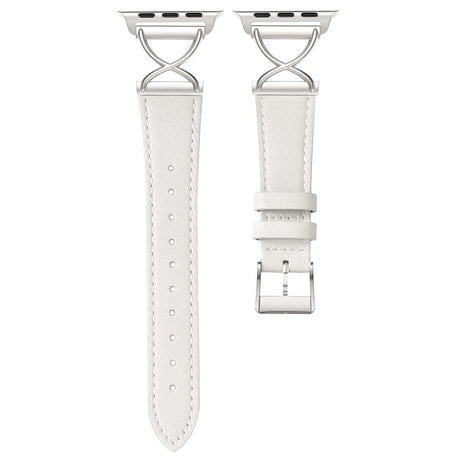 Apple Watch (38/40/SE/41/42mm) Klassisk Kunst Læder Rem - Hvid