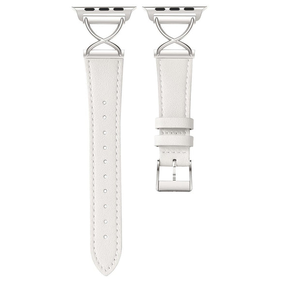Apple Watch (38/40/SE/41/42mm) Klassisk Kunst Læder Rem - Hvid