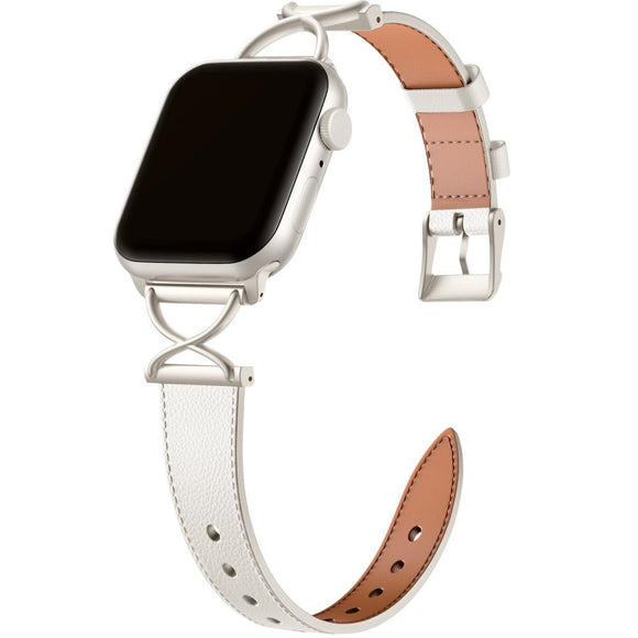Apple Watch (38/40/SE/41/42mm) Klassisk Kunst Læder Rem - Hvid