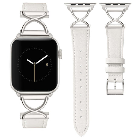Apple Watch (38/40/SE/41/42mm) Klassisk Kunst Læder Rem - Hvid