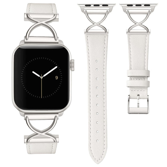 Apple Watch (38/40/SE/41/42mm) Klassisk Kunst Læder Rem - Hvid