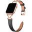 Apple Watch (38/40/SE/41/42mm) Klassisk Kunst Læder Rem - Sort / Rose Gold